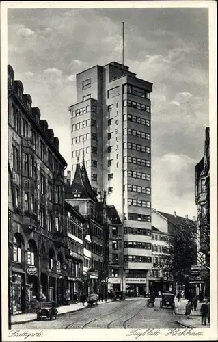 Ak Stuttgart in Baden Württemberg, Tagblatt Hochhaus