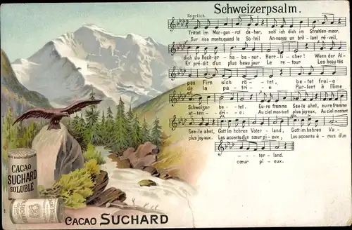 Lied Litho Schweizerpsalm, Reklame, Cacao Suchard, Gebirge