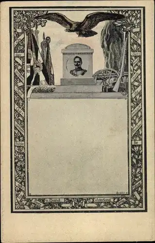 Passepartout Ak Kaiser Wilhelm II., Herz und Hand, Vaterland, Adler