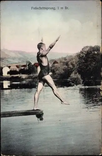 Ak Fußschrittsprung vom 1m Brett, Turmspringer, Kunstspringer