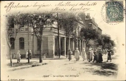 Ak Setif Algerien, Le College, Rue Sillegue