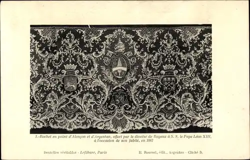 Ak Rochet en point d'Alencon et d'Argentan offert a Pape Leon XIII, Spitzen