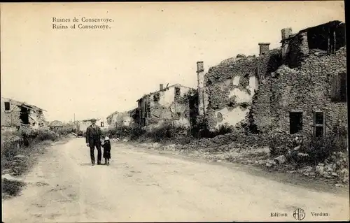 Ak Consenvoye Meuse, Ruines, Kriegszerstörung 1. WK