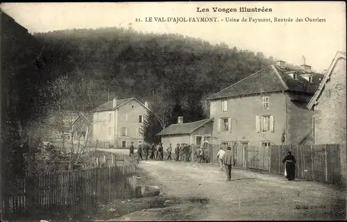 Ak Faymont Le Val d'Ajol Vosges, Usine de Faymont, Rentrée des Ouvriers