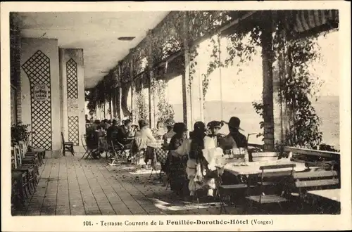 Ak Le Val d'Ajol Vosges, Hotel de la Feuillée Dorothée, La Terrasse Couverte