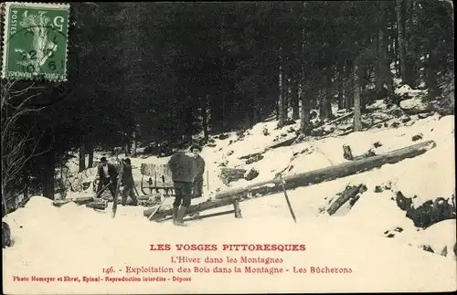 Ak Lothringen Vosges, L'Hiver dans les Montagnes, Exploitation des Bois, les Bucherons