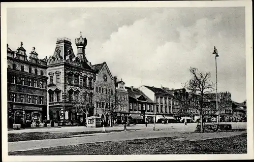 Ak Litoměřice Leitmeritz Region Aussig, Straßenpartie, Geschäfte