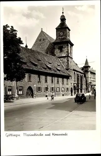 Ak Göttingen in Niedersachsen, Marienkirche, Kommende, Straßenpartie