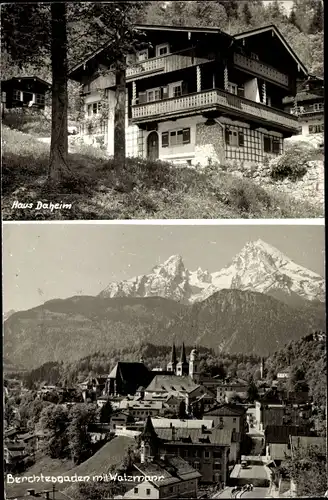 Ak Berchtesgaden in Oberbayern, Haus Daheim, Panorama mit Watzmann