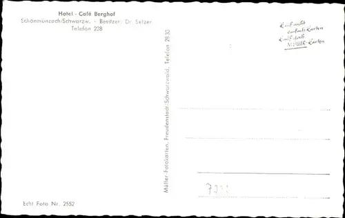 Ak Schönmünzach im Murgtal Baiersbronn im Schwarzwald, Gasthof  Berghof