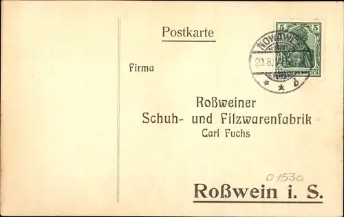 Ak Roßwein in Sachsen, Roßweiner Schuh- und Filzwarenfabrik Carl Fuchs