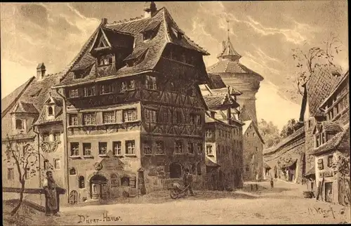 Künstler Ak Nürnberg in Mittelfranken, Dürerhaus am Albrecht Dürer PLatz