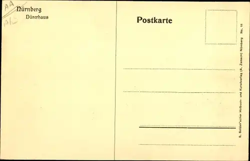Künstler Ak Nürnberg in Mittelfranken, Dürerhaus am Albrecht Dürer PLatz