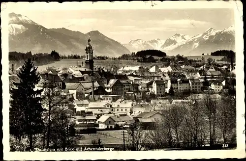 Ak Traunstein in Oberbayern, Blick auf Achentalerberge