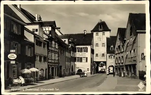Ak Meersburg am Bodensee, Unterstadt Tor, Straßenpartie