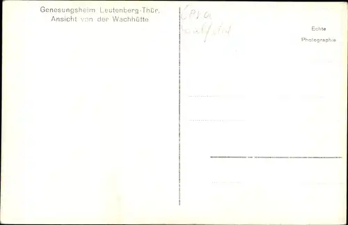 Ak Leutenberg in Thüringen, Genesungsheim, Ansicht v. d. Wachhütte