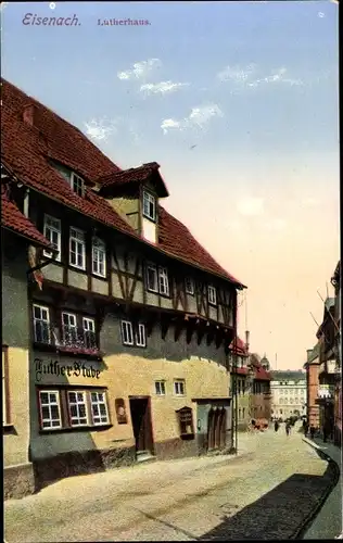 Ak Lutherstadt Eisenach in Thüringen, Lutherhaus, Straßenpartie