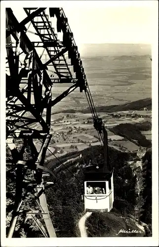 Ak Freiburg im Breisgau, Seilschwebebahn auf den Schauinsland, Gondel, Blick ins Tal