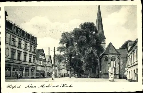 Ak Herford in Westfalen, Neuer Markt mit Kirche