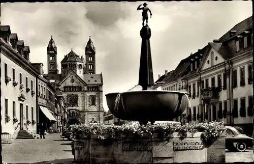 Ak Speyer am Rhein, Dom, Maximilianstraße, Brunnen