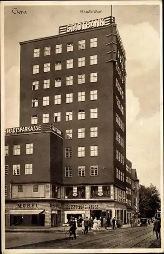 Ak Gera in Thüringen, Handelshof, Stadtbank