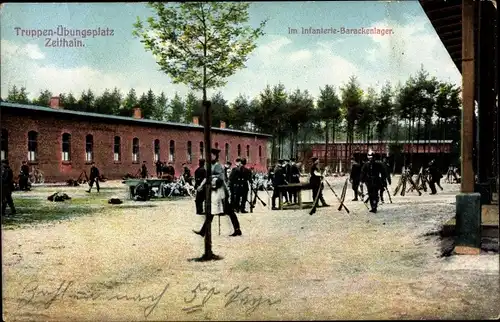 Ak Zeithain in Sachsen, Truppenübungsplatz, Infanterie Barackenlager
