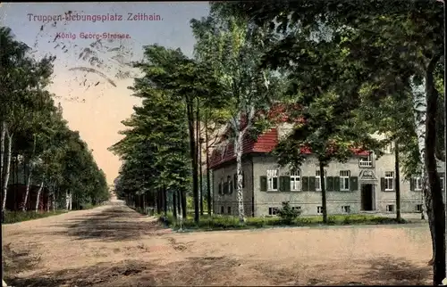 Ak Zeithain in Sachsen, Truppenübungsplatz, Die König Georg Straße