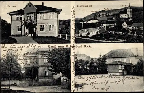 Ak Ottendorf in Thüringen, Pfarrhaus, Schule, Postamt, Kirche