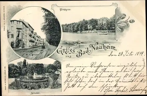 Ak Bad Nauheim in Hessen, Teichhaus, Parkstraße, Sprudel