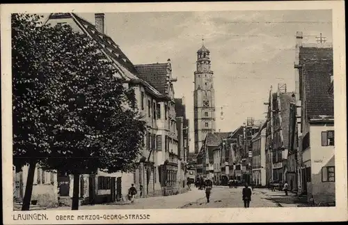 Ak Lauingen an der Donau Schwäbische Alb, Obere Herzog Georg Straße, Kirchturm