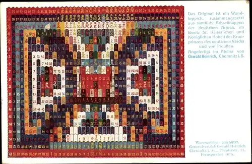 Ak Chemnitz in Sachsen, Wandteppich zusammengestzt aus sämtl. Achselklappen d. dt. Armee