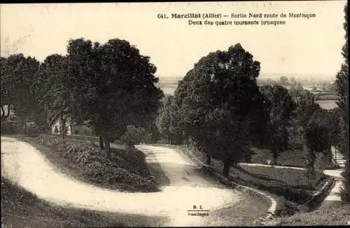 Ak Marcillat Allier, Sortie Nord route de Montlucon