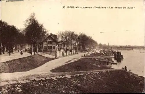 Ak Moulins Allier, Avenue d'Orvilliers, Les Bords de l'Allier