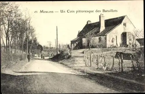 Ak Moulins Allier, Un Coin pittoresque des Bataillots