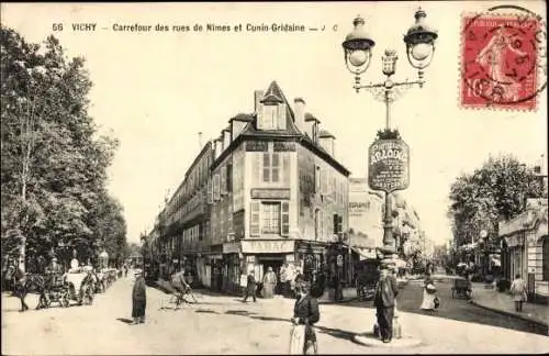Ak Vichy Allier, Carrefour des rues de Nimes et Cunin Gridaine