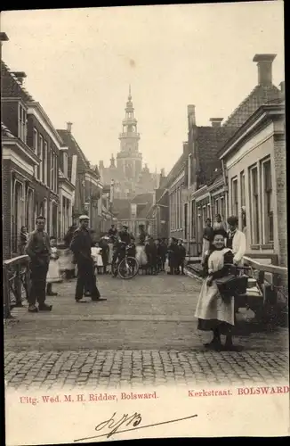 Ak Bolsward Friesland Niederlande, Kerkstraat, Anwohner