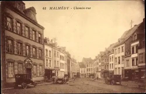 Ak Malmédy Wallonien Lüttich, Chemin rue, Autos