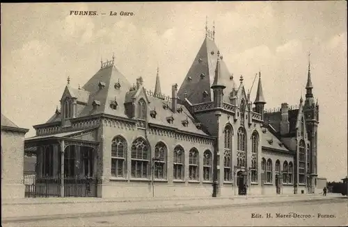 Ak Furnes Veurne Westflandern, La Gare