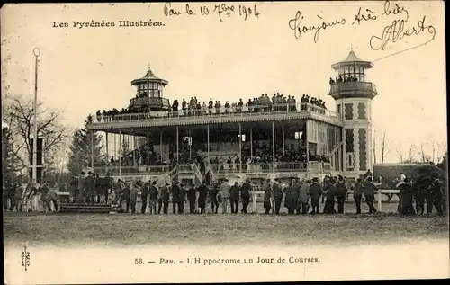 Ak Pau Pyrénées-Atlantiques, L'Hippodrome un Jour de Courses