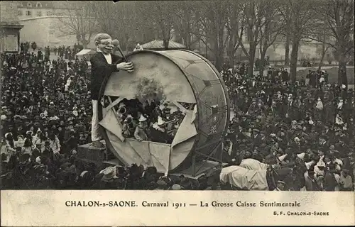 Ak Chalon sur Saône Saône et Loire, Carnaval 1911, La Grosse Caisse Sentimentale