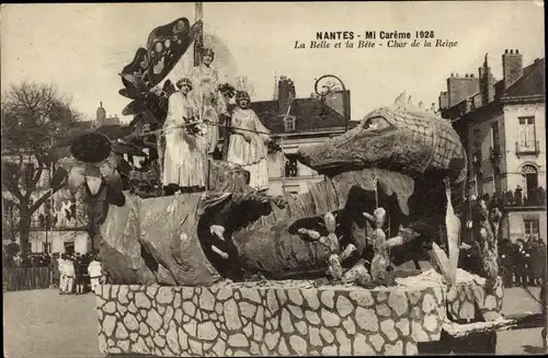 Ak Nantes Loire Atlantique, Mi Careme 1926, La Belle et la Bete, Char de la Reine