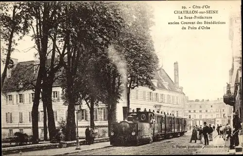 Ak Châtillon sur Seine Côte d’Or, Le Sous Prefecture, Eisenbahn