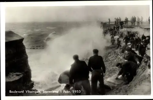 Ak Vlissingen Zeeland Niederlande, Boulevard, Stormramp 1953