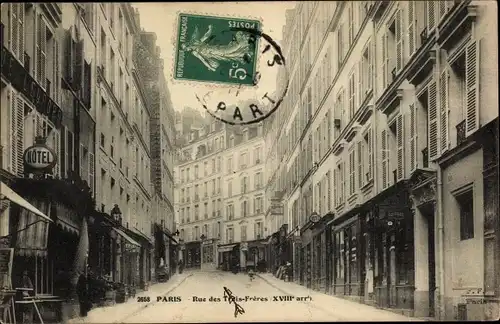 Ak Paris XVIII, Rue des Trois Freres, Hotel de l'Europe