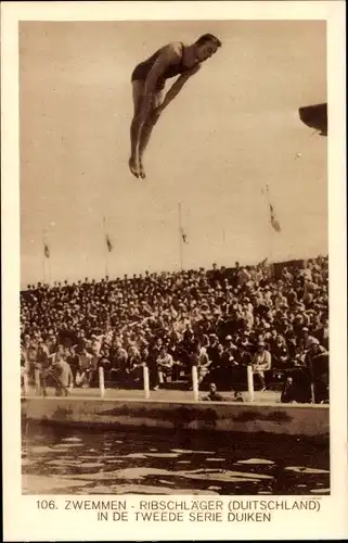 Ak Antwerpen Anvers Flandern, Olympia 1928, Turmspringer Ribschläger