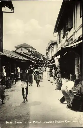Ak Colombo Ceylon Sri Lanka, Street scene in the Pettah, showing native quarters