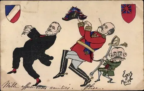 Künstler Ak Karikatur, französischer Politiker Emile Loubet, König Edward VII von Großbritannien