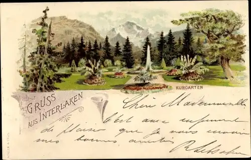 Litho Interlaken Kanton Bern Schweiz, Kurgarten