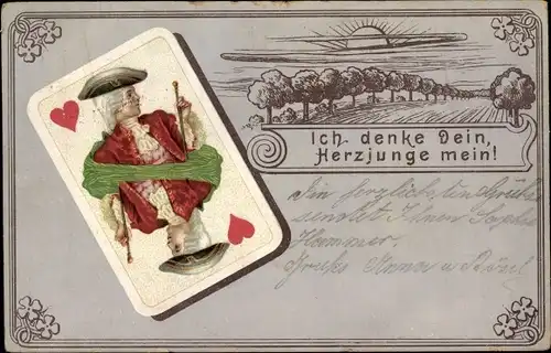 Litho Ich denke Dein, Herzjunge mein, Spielkarte