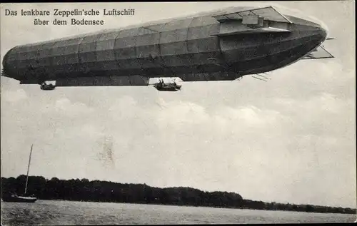 Ak Das lenkbare Zeppelin'sche Luftschiff über dem Bodensee